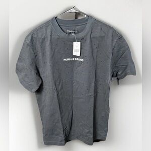 Purple Brand Distressed T-Shirt Black Size M Men’s Graphic Tee NWT Holes Logo